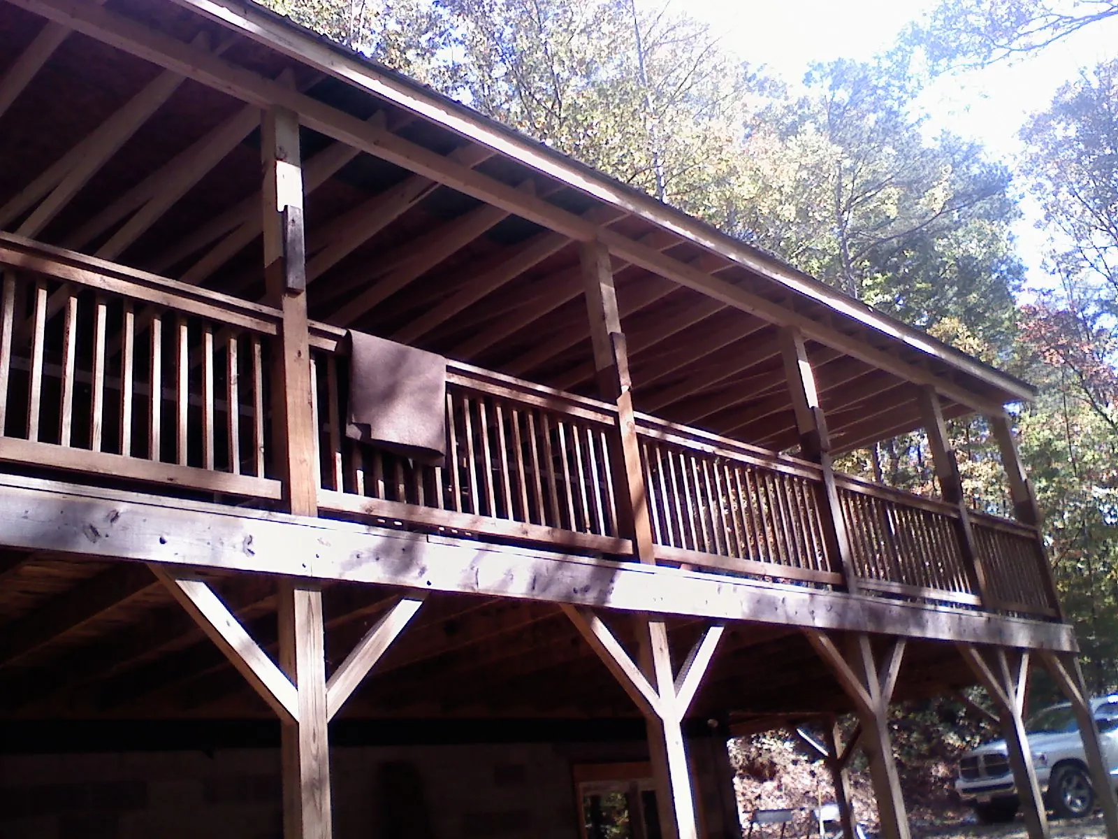 Timber framing under a new elevated porch and deck — Roof Leak Repair in Bath by Roofing Brothers